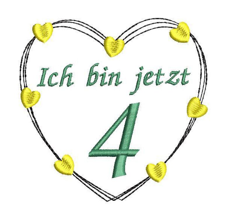 Stickdatei Herz 5er SET 10x10cm zum Geburtstag Zahlen image number 3