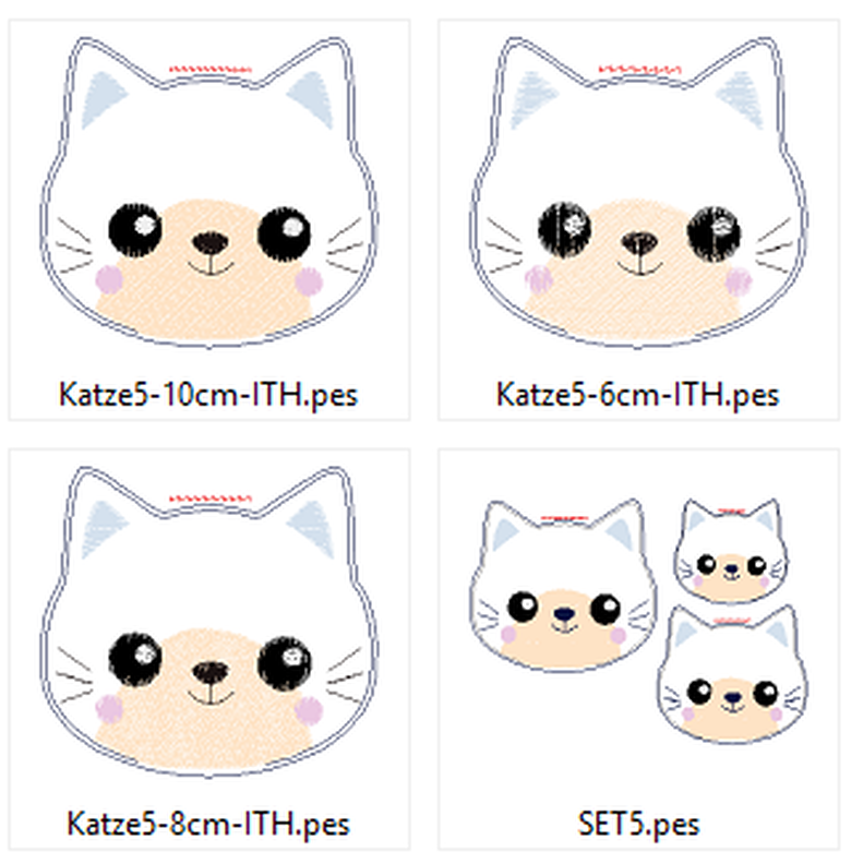 Stickdatei - Katze 5 ITH in 3 Gr. cute Schlüsselanhänger image number 4