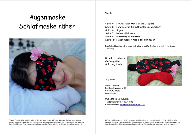 E-Book Maske Schlafmaske nähen Anfänger Kühlkissen  image number 10