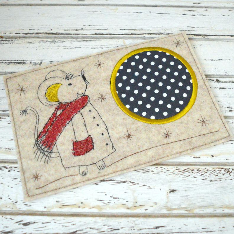 Stickdatei Mug Rug Wintermaus 13x18cm und 13x20cm image number 3