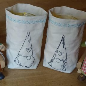 Herz Gnome Zwerg Linie Stickdatei Valentinstag Weihnachten