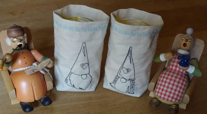 Herz Gnome Zwerg Linie Stickdatei Valentinstag Weihnachten image number 2