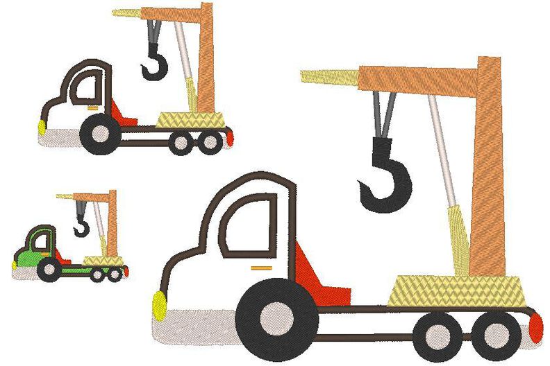Stickdatei Baufahrzeuge Mischer Kran Auto Bagger image number 8
