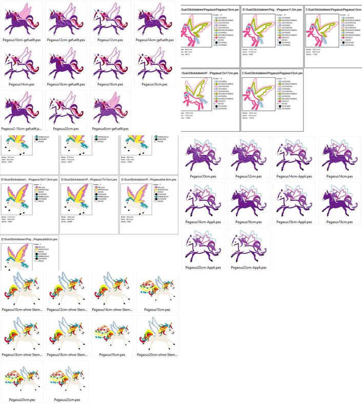 SET Bundle Pegasus Einhorn Pferd Stickdatei image number 7