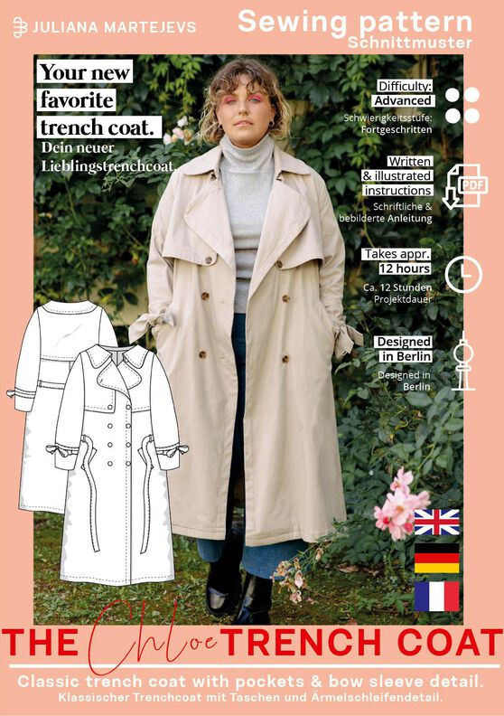 Trenchcoat Schnittmuster Damen XS-XXXL Jacke image number 7