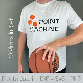 Plotterdatei - Basketball 10-er Set SVG, DXF, PNG