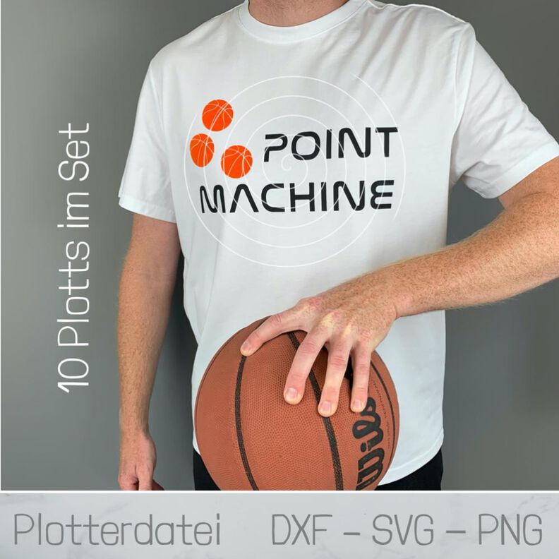 Plotterdatei - Basketball 10-er Set SVG, DXF, PNG image number 1