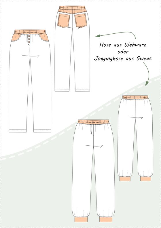 Toni Kinderhose mit Gummizug und Taschen Gr. 98-164, A4+A0 image number 6
