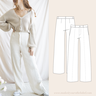 High waist Stoffhose mit weiten Beinen thumbnail number 1
