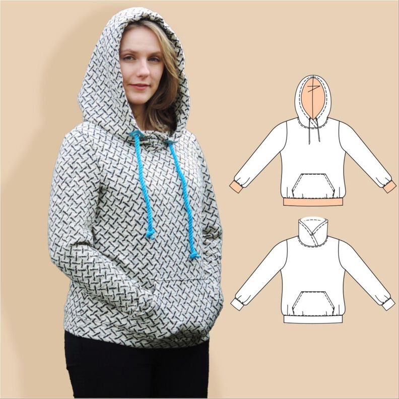 Lisa – Hoodie mit Wickelkapuze oder Kragen, BU 80-116,A4+A0 image number 1