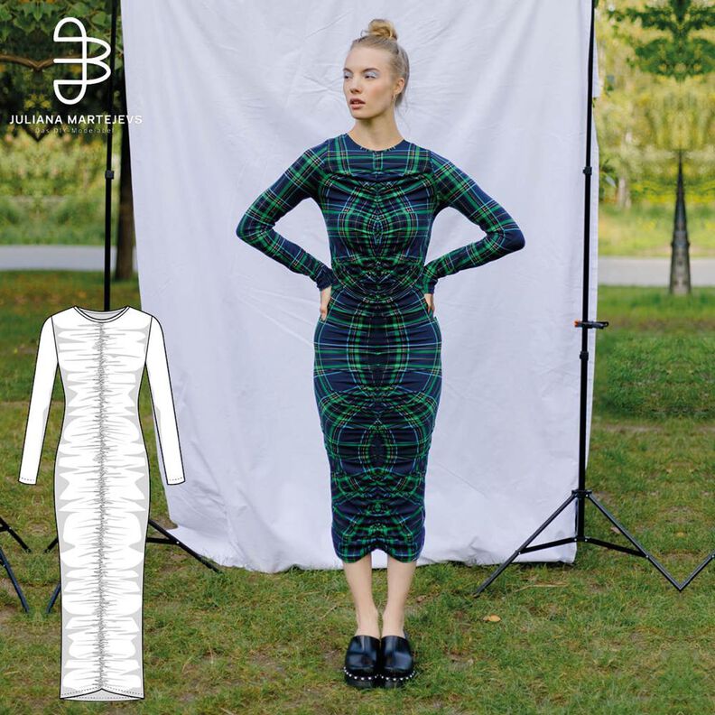 Midikleid mit Raffung mit Videoanleitung XS-XXXL image number 1