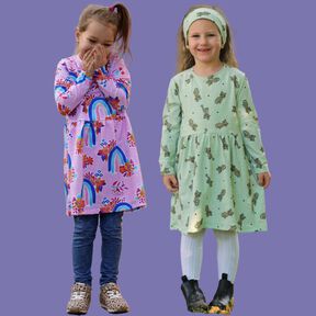 Kinder Jersey Kleid mit gekr&auml;useltem Rock GAUN &hearts; Gr. 98-164