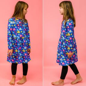 Kinder Jersey Kleid mit gekr&auml;useltem Rock GAUN &hearts; Gr. 98-164