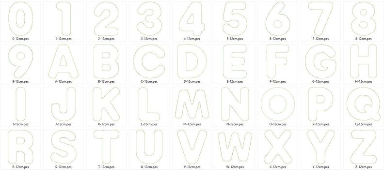 12cm Doodle Buchstaben und Zahlen Stickdatei Alphabet Zahl image number 3