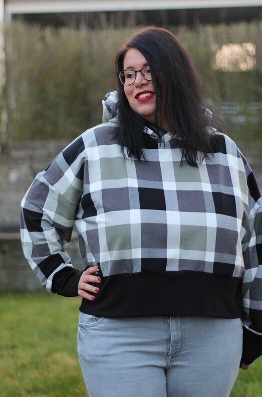 Kurzer Sweater (34-58) SALVIA Damen Schnittmuster Hoodie image number 3