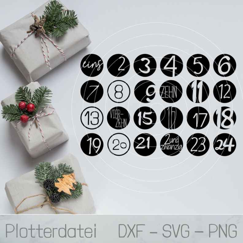Plotterdatei - Adventskalender Zahlen  image number 1