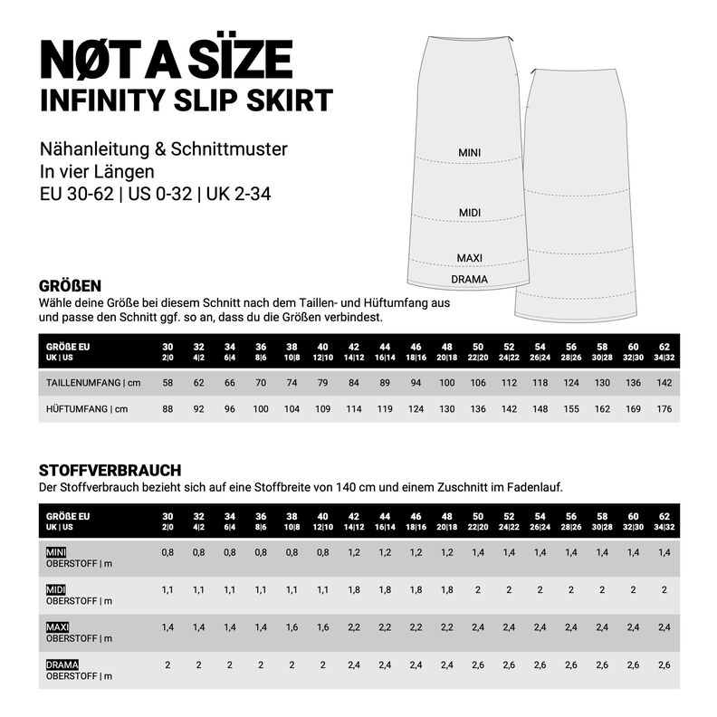 INFINITY SLIP SKIRT fließender Rock Damengr. 30-62 image number 3