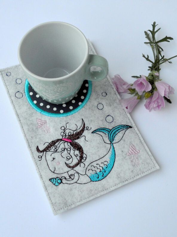 Stickdatei Mug Rug  Meerjungfrau 13x18cm und 13x20cm image number 3