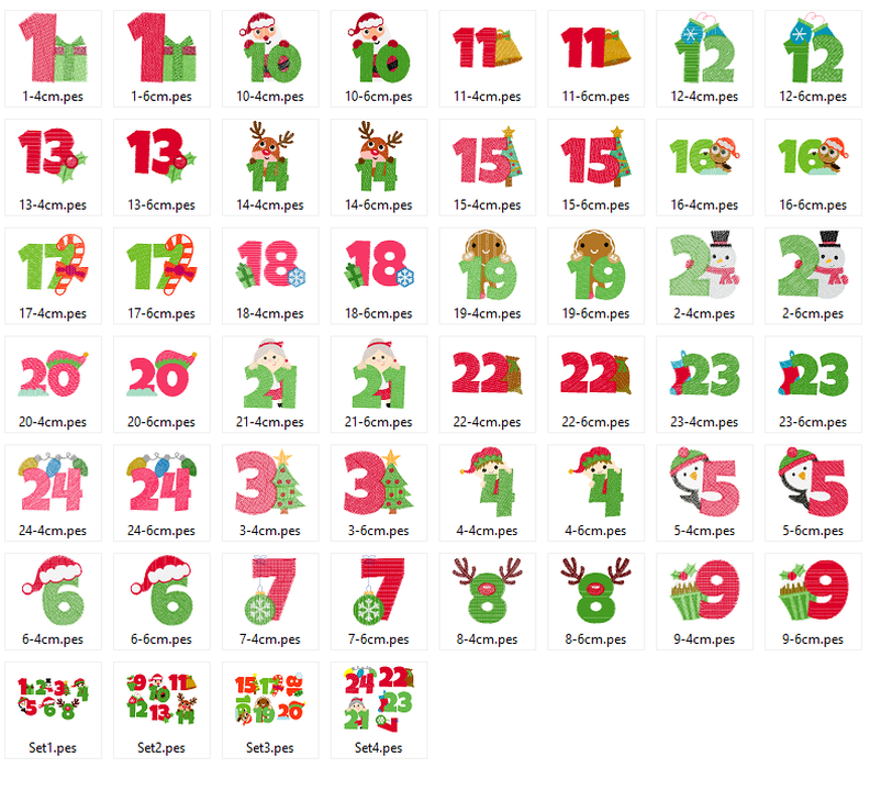 Adventskalender Zahlen Stickdatei image number 4