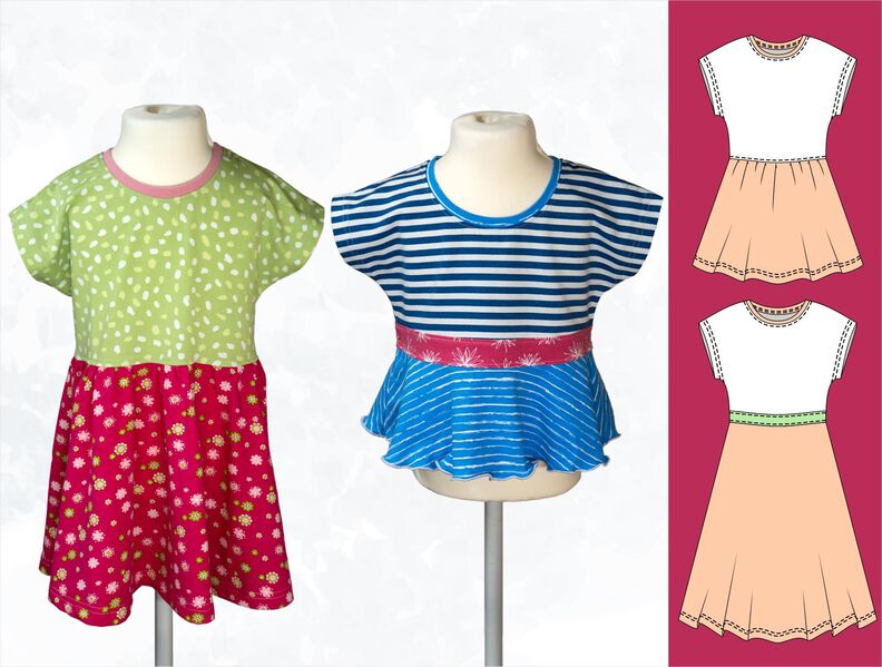 Sommerkleid und Shirt „Evina“ für Kinder Gr. 92-164, A4+A0 image number 11
