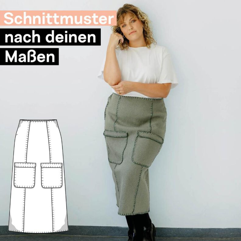 Schnittmuster nach Maß: Midirock OHNE NÄHMASCHINE Damen image number 1