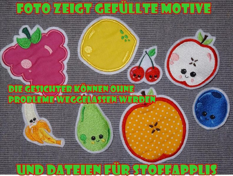freche Früchtchen Obst gefüllt Stickdatei image number 5