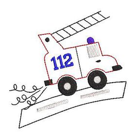 Stickdatei DOODLE Auto und Feuerwehr f&uuml;r den 10x10cm Rahmen