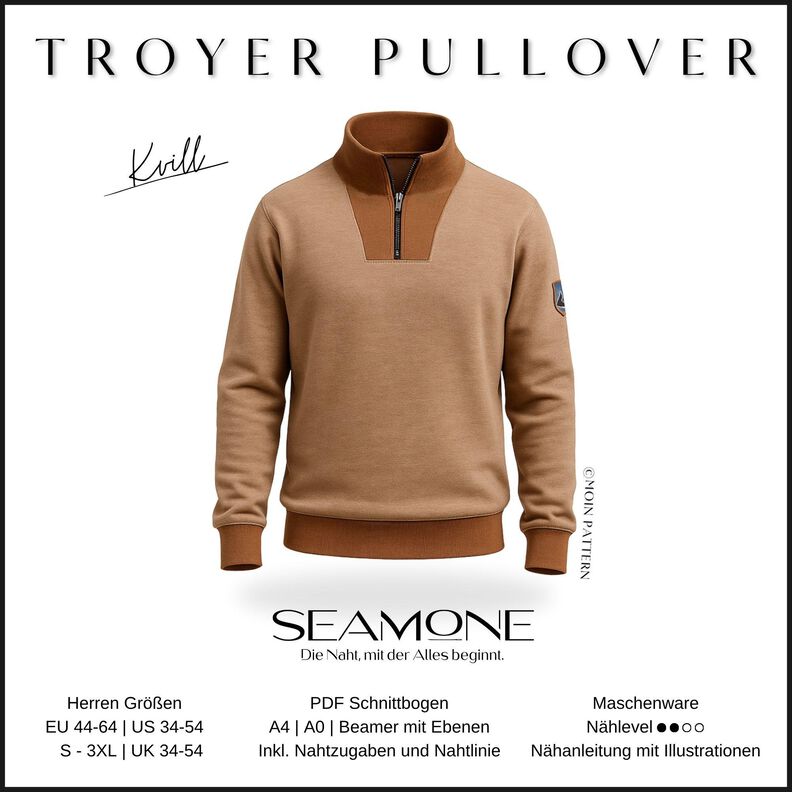 Troyer | Herren | Kvill  Schnittmuster PDF | 44-64 | Seamone image number 1