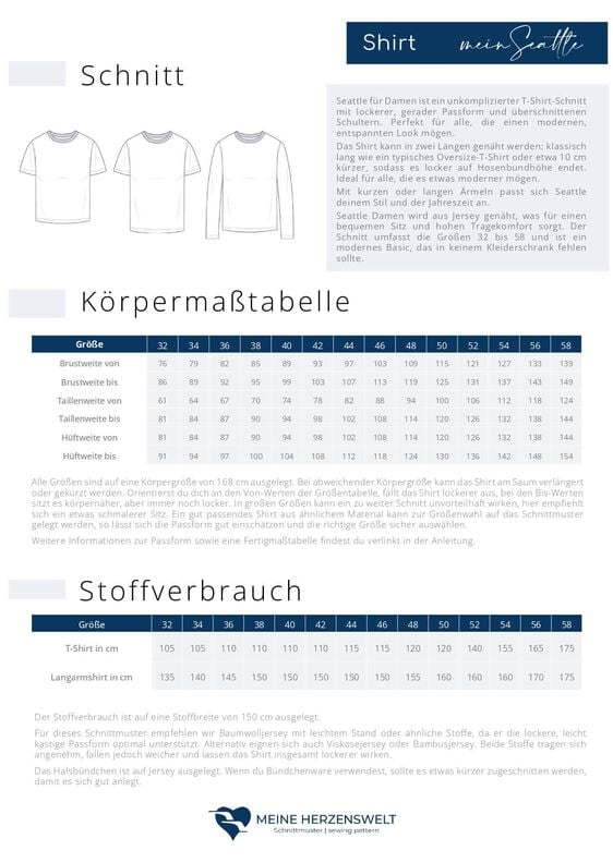 T-Shirt Damen – Schnittmuster 32-58 – Seattle image number 3