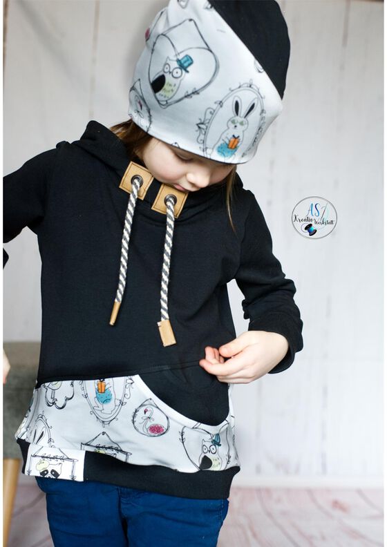 Hoodie Smiler Gr. 56-122, Lachmundtasche, Varianten, A4+A0 image number 3