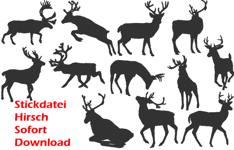 Stickdatei Hirsch Reh Elch Silhouetten image number 1