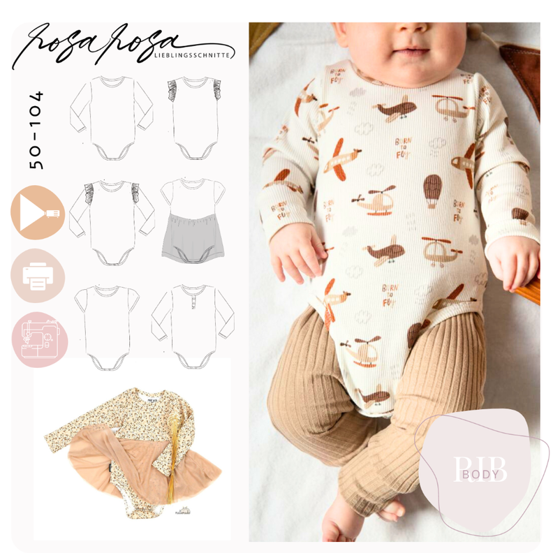 #RibBody Baby Body + Kleid 50-104 inkl. A4/ A0/ Beamerdatei image number 1