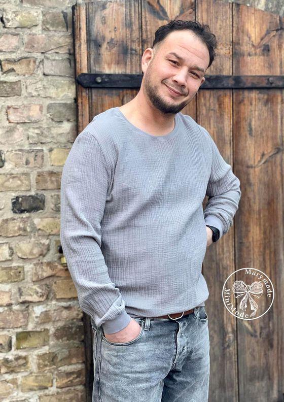 Musselin Hoodie Sweater Musling Herren Gr. 40-60, Leinen image number 7