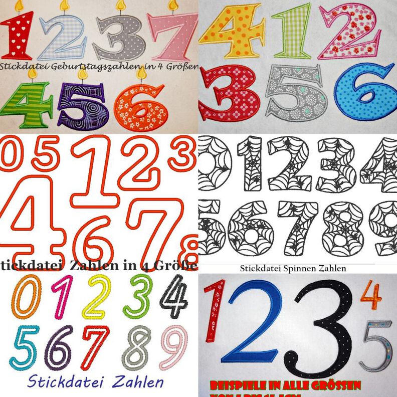 Zahlen SET BUNDLE STICKDATEI Geburtstag image number 1
