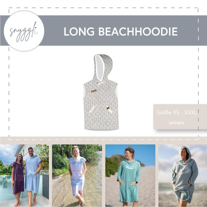 Long Beachhoodie XS-XXXL, Musselin, Sweat, Frottee, A0 + A4 image number 1