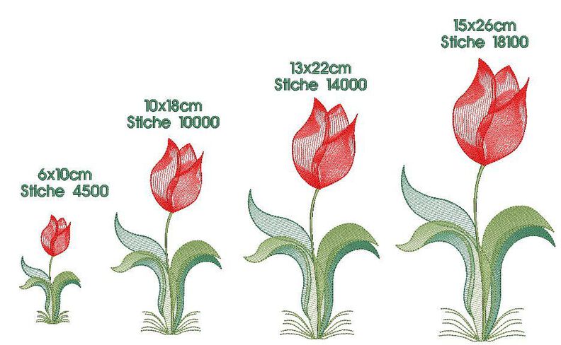 Stickdatei Tulpe einzelne Tulpe verschiedene Größen image number 2