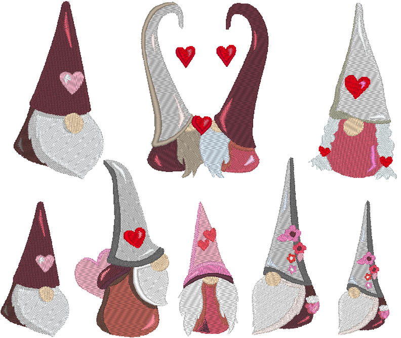 Herz Gnome Zwerg Stickdatei Valentinstag image number 2