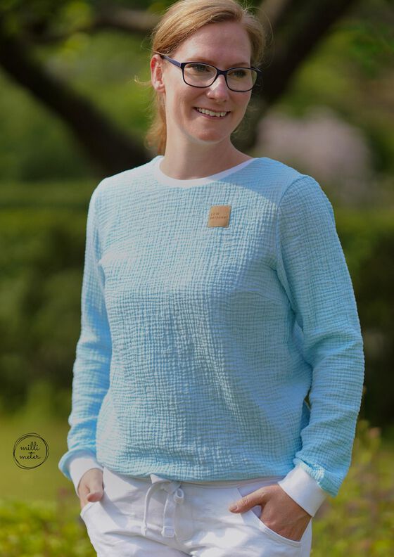 Musselin Hoodie Sweater Musling Gr. 32-50, Leinen, A4 + A0 image number 3