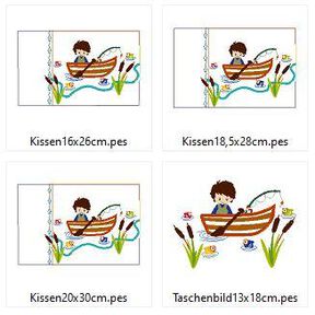 Angler - Kissen ITH -  Stickdatei mit Taschenbild 