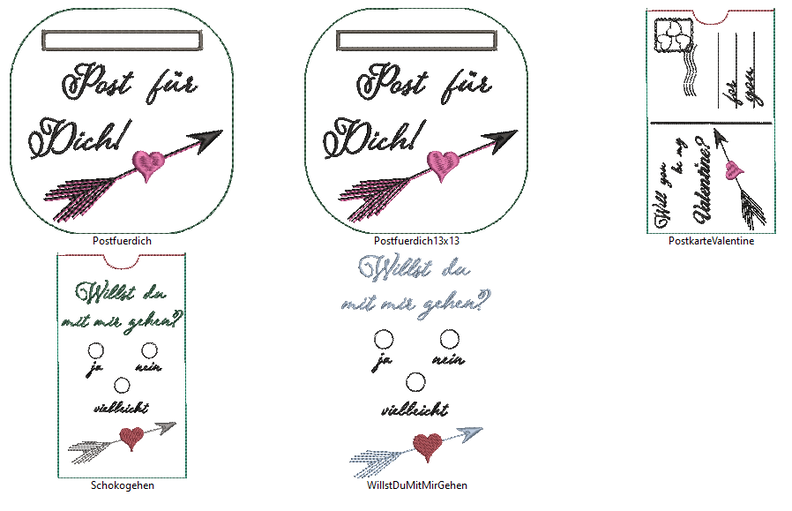 Stickdatei Valentinstag Karte Willst du mit mir gehen image number 5