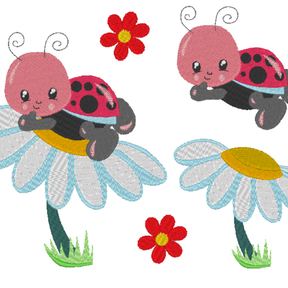 Stickdatei - Käfer Marienkäfer auf Blume Lady bug