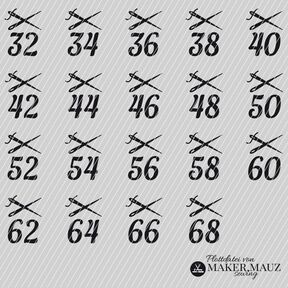 Plotterdatei Gr&ouml;&szlig;enlabel Schere Erwachsene