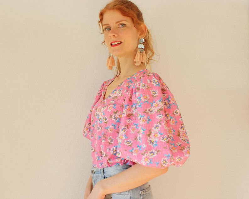 Bluse mit Puffärmeln und V- Ausschnitt "Stella" Gr. 34-54 image number 3