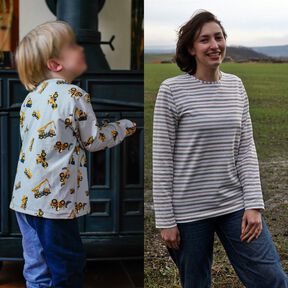 einfaches Basic Kinder Shirt nähen Gr. 80 - 170 (36/38)