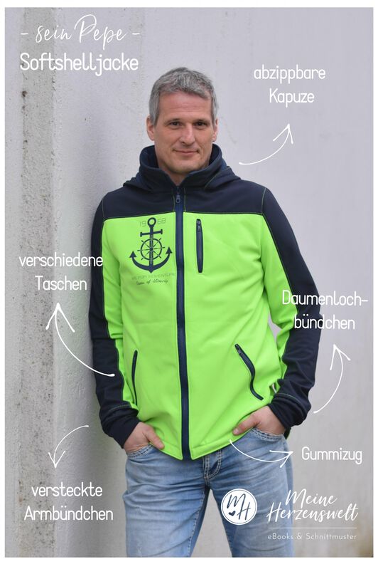 Softshelljacke Herren Schnittmuster Gr. XS-4XL - PEPE #85 image number 2