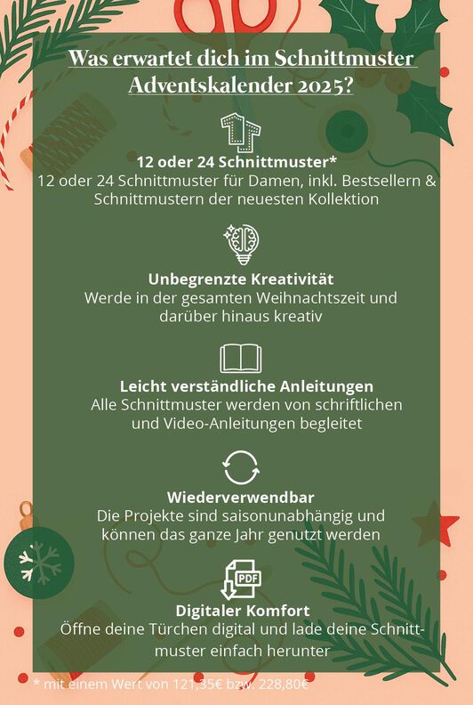 Schnittmuster Adventskalender 2025 Weihnachten Nähen image number 2
