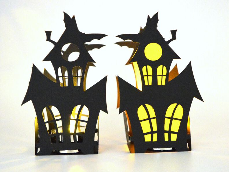 Plotterdatei Gruselhaus Halloween Teelicht image number 4