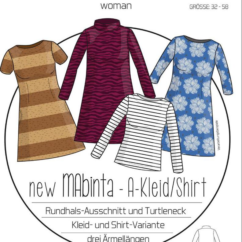 Ebook/Nähanleitung A-Linien-Kleid new MAbinta Gr. 32-58 image number 1