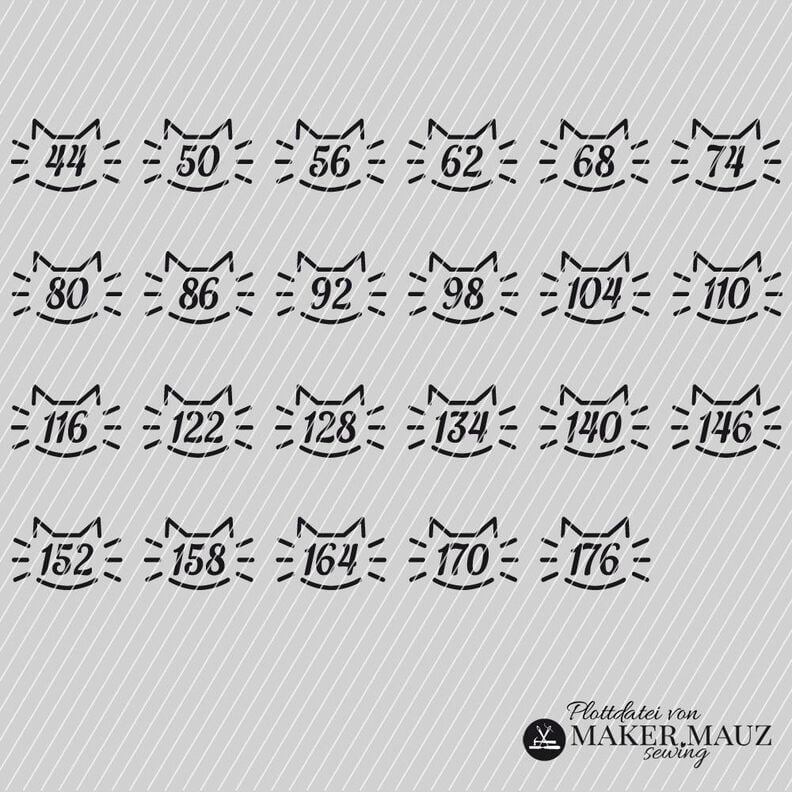 Plotterdatei Größenlabel Katze Kinder image number 1
