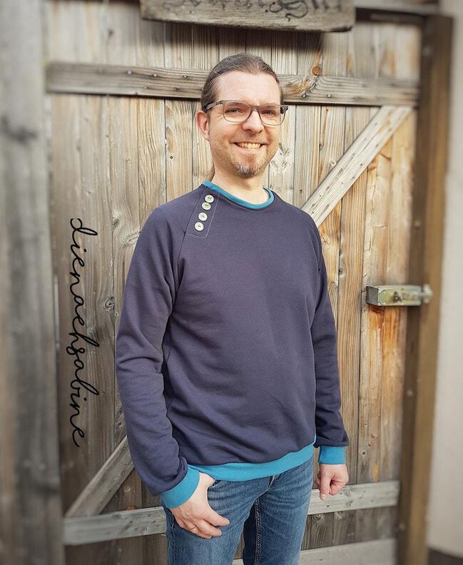Knopfleisten Pullover BUTTON RAGLAN XS-4XL image number 5